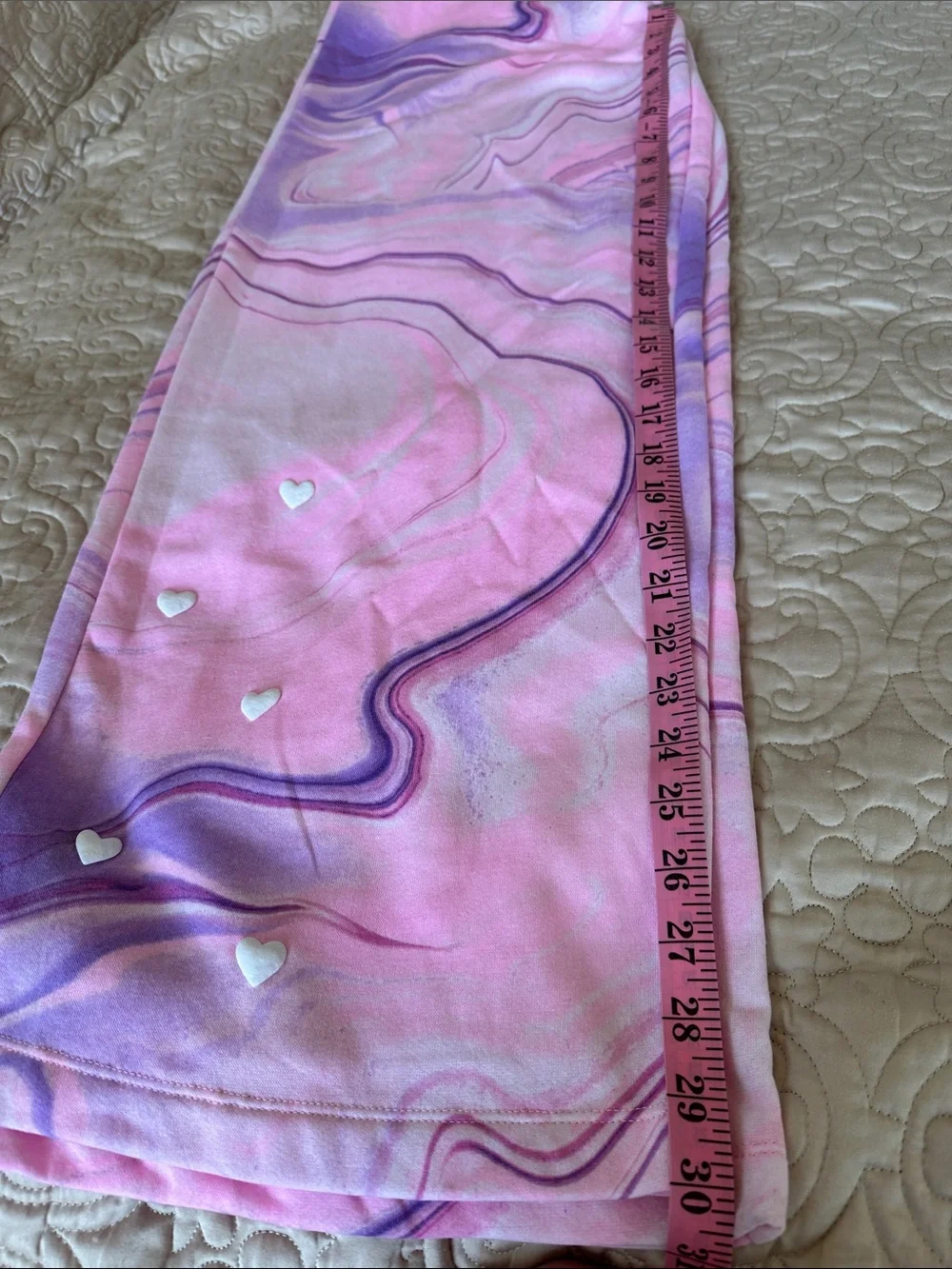 Justice Pink and Purple Tie-Dye Lounge Bottoms with White Heart